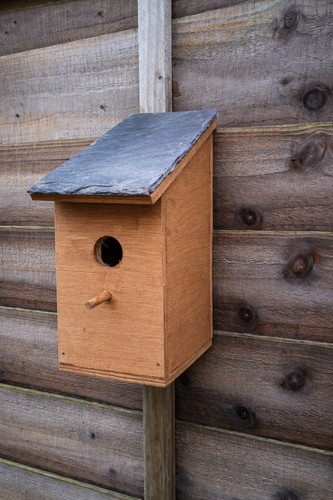Wooden bird box real slate - bird,