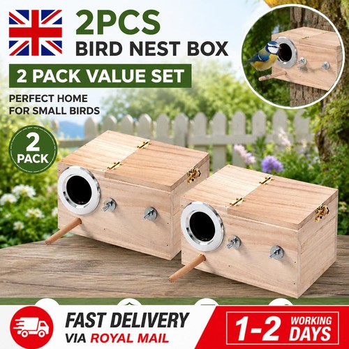 2xwooden bird nesting box - box, for