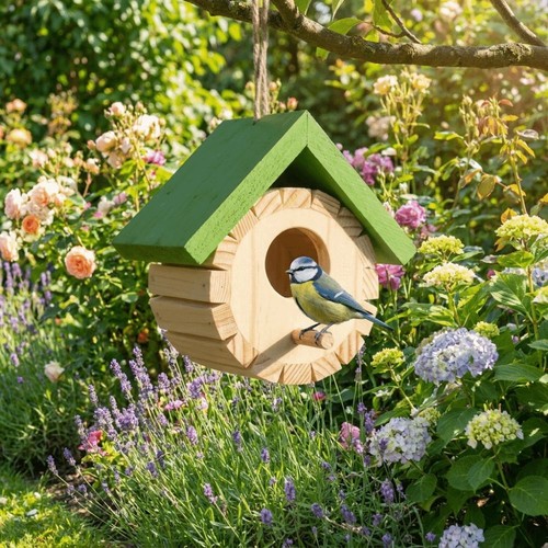 1pc wooden bird - house, hanging