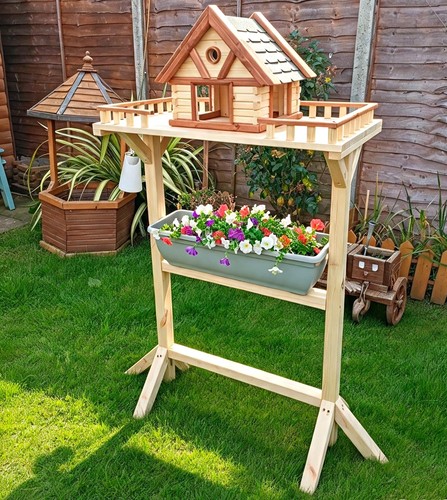 Wooden freestanding bird house - wooden,