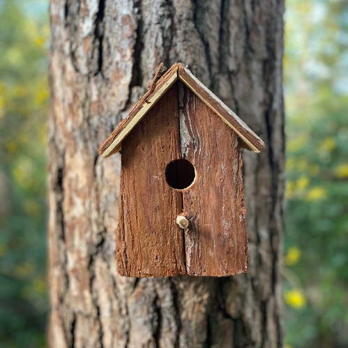 Rustic barkwood birdhouse nest - barkwood,