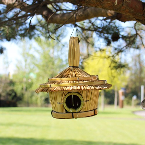 Small round seagrass bird box - small,